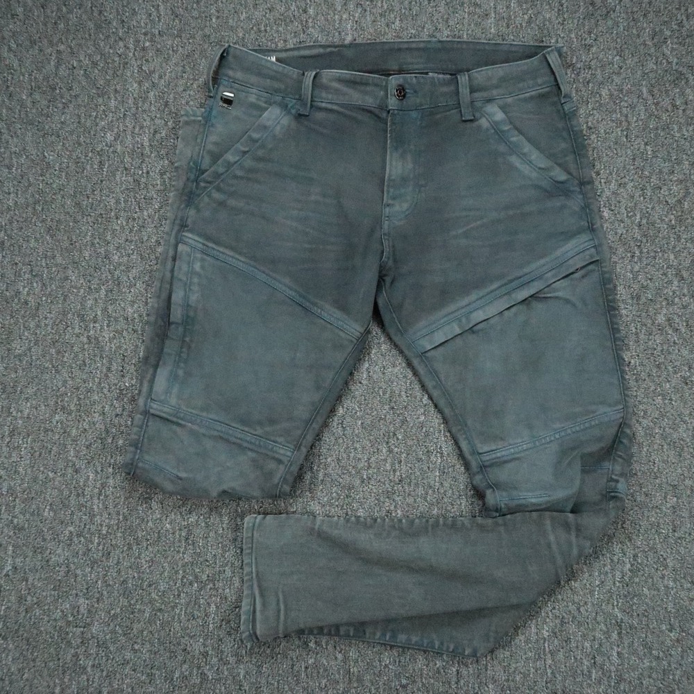 G Star Raw Jeans Mens 34x32 Blue Gray Rackam Skinny COJ 5 Pocket Moto Stretch